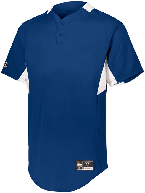 Holloway Youth Game7 Two-Button Baseball Jersey (221224), Color 'Royal/White'